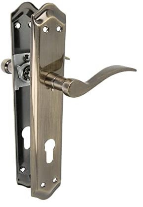 Amig - Set di maniglie con placca per porta | Maniglia Mod. BETA | Realizzato in acciaio | 256 x 48 mm | Quadro di 8 mm | Cromato opaco