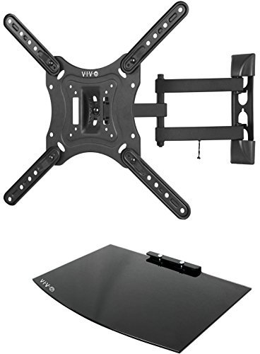 VIVO 23 to 55 inch Screen TV Wall Mount with Adjustable Tilt and Entertainment Shelf, Floating AV, DVD Shelving, Black, Mount-VWSF1