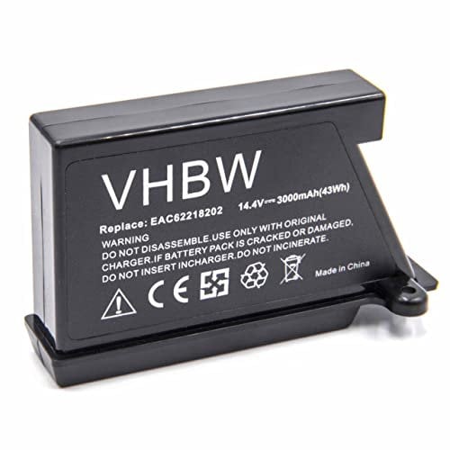 vhbw Akku kompatibel mit LG Hom-Bot VR1128R, VR1126TS, VR1027R, VR1028WD, VR1015V, VR1125RS Staubsauger Schwarz (3000 mAh, 14,4 V, Li-Ion)