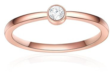 Eastside Damen Ring Edelstahl roségold Zirkonia weiß Edelstahlring