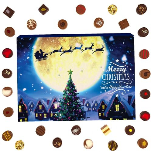 Hallingers Magische Reise - Adventskalender Pralinen Geschenk handmade ohne Alkohol aus Edelkakao Schokolade (Box) - Geschenk im Sommer & als perfektes Grillgeschenk | Glückwunsch Chanukka Freundschaf