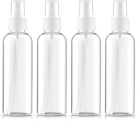 Beito 4pc Bote Spray Botella de Aerosol Vacío Plástico Transparente Niebla Fina Atomizador de Viaje Conjunto de Botellas (100 ML)