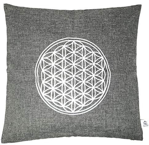 myZirbe Kissenbezug Blume des Lebens Größe 40x40 cm antrazith Silber