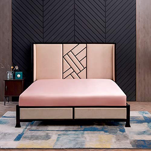 THXSILK Seide Spannbettlaken Spannbetttücher Seide Bettlaken 100% Maulbeerseide 19 Momme mit Rundumgummi (200x200+30cm, Bezauberndes Rosa)