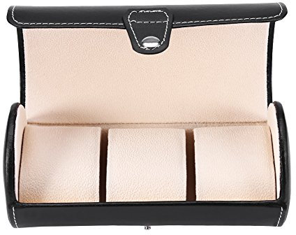YUYTE uhrenrolle, Uhr Rollenhalter, 3 Grids Zylinder Uhr Rollenhalter Armbanduhr Vitrine Schmuck Geschenk Aufbewahrungsbox(01)
