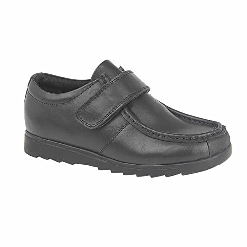 Roamers Generals Boys Leather Touch Fasten Shoes Black