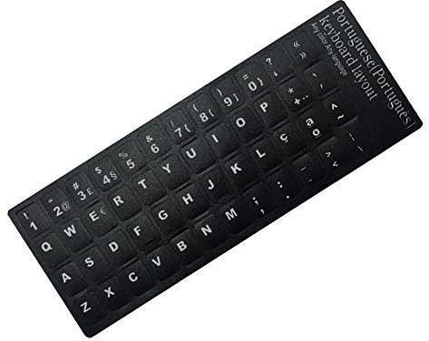 Haihuic portugués Pegatinas de Teclado, Etiqueta Adhesiva de Vinilo Mate con Letras Blancas para PC Computadora Portátil Portátil Teclados de Escritorio