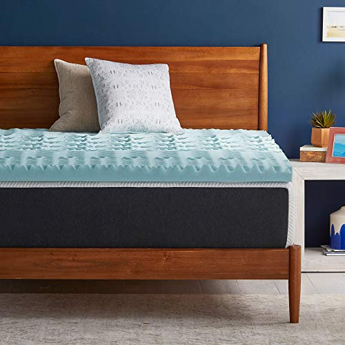 LUCID 3 Inch 5 Gel Memory Foam Plush - Cooling Targeted Convoluted Comfort Zones Mattress Topper, Full