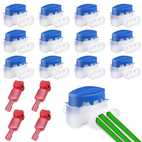 12Pcs Cable Connector Waterproof 3 Holes Electrical Wire Connectors Crimps Gel Filled Lawnmower Connector with 4pcs Connection terminals for Husqvarna Robotic Lawn Mowers