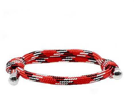 Pulsera de hilo rojo blanco y negro, brazalete ajustable con cuerda, cordón de la suerte, amuleto original.