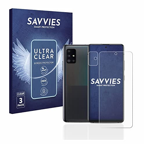 savvies Protection Ecran pour Samsung Galaxy A51 5G (Avant+Caméra) (6 Pièces) - Film Protection Ultra Clair