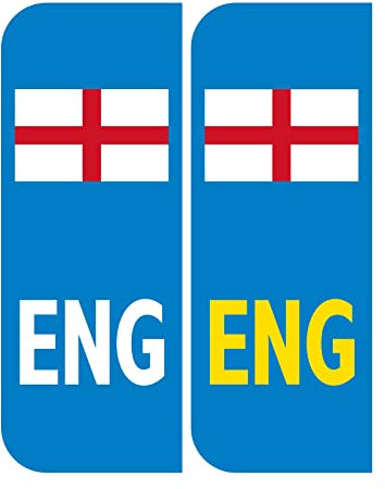 2 x Road Legal UK Car Number plate Stickers - England English Flag Car Registration Number Plate Self-Adhesive Vinyl for Road Vehicle Car, Van, Lorry, Motorbike