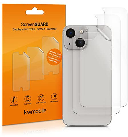 kwmobile Set of 3x Back Covers Compatible with Apple iPhone 13 mini - Back Screen Protector Pack Transparent Protective Films