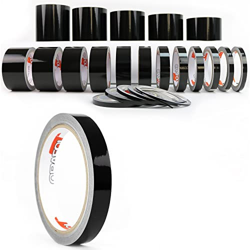Auto Folien Streifen dekor Zierstreifen Streifenaufkleber Klebezierbänder Pinstriping Tape Line Black Felgenbandstreifen Boot Bike Motorrad Flugzeug Basteln Modellbau (12 mm, Schwarz)