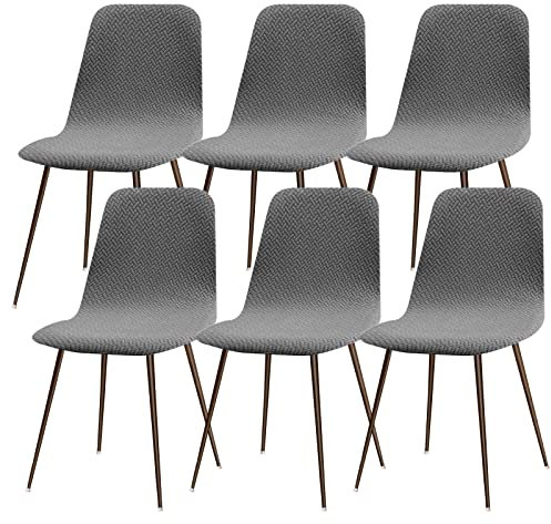 Lydevo Stuhlhussen 6er Esszimmer Strech Stuhlhussen für Esszimmerstühle Universal Waschbar Bezug Stuhlhussen Skandinavisch Stuhlüberzug für Küchenstühle Hotel Bankett,Diagonal#Grau
