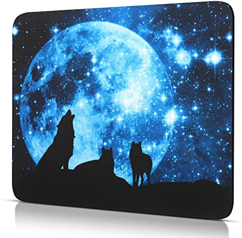 CHUQING Petit tapis de souris antidérapant avec motif loup 24 x 20 cm