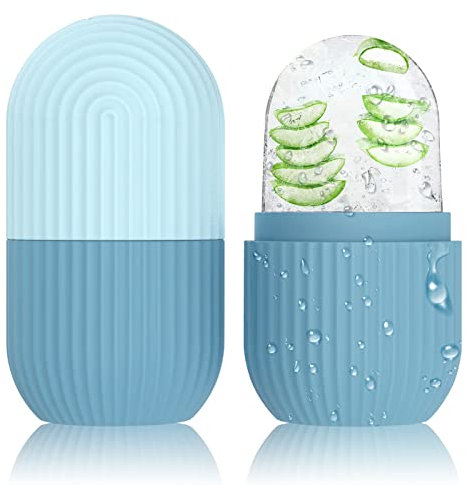 Ice Roller Gesicht, Silikon Eis Gesichtsroller, Wiederverwendbar Eisroller Gesicht Auge Massagegerät, Facial Ice Face Roller für Pore Verkleinern, Falten Aufhellen, Erhellen Haut (Hellblau)