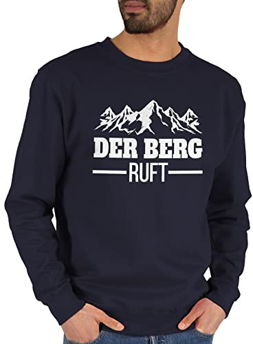 Sweater Pullover Sweatshirt Herren Damen - Skiurlaub Apres Ski - Der Berg Ruft - L - Dunkelblau - hüttengaudi Outfit Skifahrer ruf Pulli Mottoparty skioutfit Berge apre apreski Hiking Oberteil