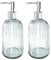 VAKOWOO 2 Pack Glass Soap Dispenser with Pump, 14 Oz Liquid Hand Soap Dispenser Clear, Refillable Glass Bottle Hand Dish Soap Jar Dispensers for Bathroom, Countertop, Kitchen, Laundry Room