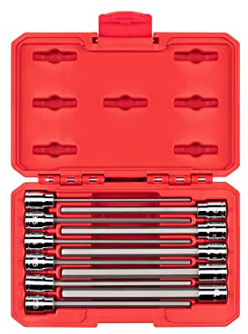 TEKTON 3/8 Inch Drive Long Hex Bit Socket Set, 11-Piece (3-10 mm) | SHB91314