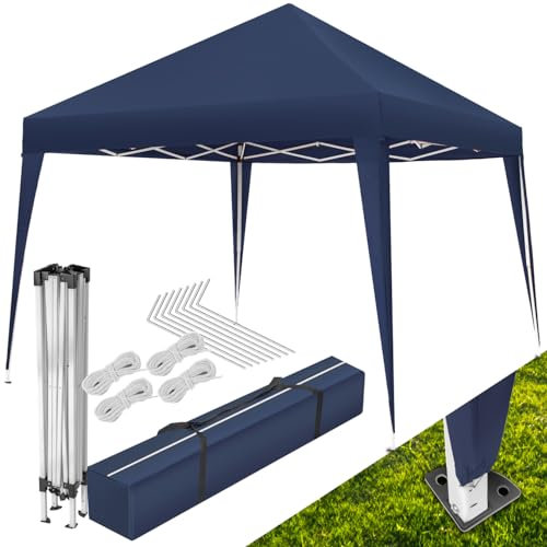 tectake® Carpa Plegable, Estructura Robusta, Regulable, Cenador, Pergolas de Jardin, Toldo Camping, Playa, Exterior, Carpas Repelentes al Agua, Cenadores para Jardin - 3x3 m Azul