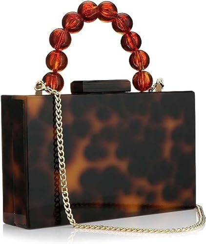 YOUSIS Acryl Geldbörsen Abend Clutch Bag Marmorierung Handtaschen für Frauen Crossbody Tasche mit Perlenkette Formale Hochzeit Prom Party, bernsteinfarben, Einheitsgröße