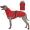 OUOBOB Hundemantel, Hundejacken für mittlere Hunde, wasserdichte Hundeweste, Reflektierende warme Hund Schneemantel, Hund Clod Wetter Bekleidung, Winddichte verstellbare Hund Schneeanzug Rot L