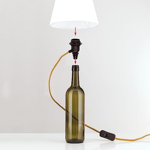 ORION LIGHTSTYLE Douille E27 pour Bouteille DIY, Adaptateur de Vin, Lampe de Table Décorative, Or