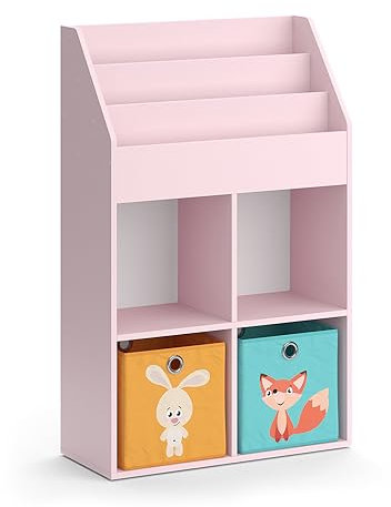 Vicco Kinderregal Luigi, Spielzeugregal für Faltboxen, Rosa, 72 x 114.2 cm mit 6 Faltboxen (bunt)