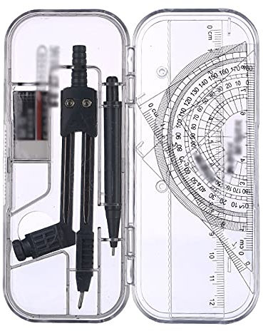 GRFIT Zirkel Sets 7-teilige Studentenversorgungen mit Aufbewahrungsbox-Lineals Winkelor-Radiergummi-Leitern-Nachfüllungen for Ausarbeitung und Zeichnungen Schulzirkel
