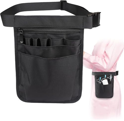 ZHYUAN Krankenschwester Taschen Hüfttasche,25 x 18 cm Krankenschwester Organizer Gürteltasche,Damen Krankenschwestertasche,Verstellbarem Krankenschwestertasche,für Schere Pflegeset Werkzeug (Schwarz)