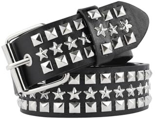 MILAKOO Stern und Nieten Punk Rock Gürtel für Männer Frauen mit hellen Metall Nieten Goth Y2K Zubehör