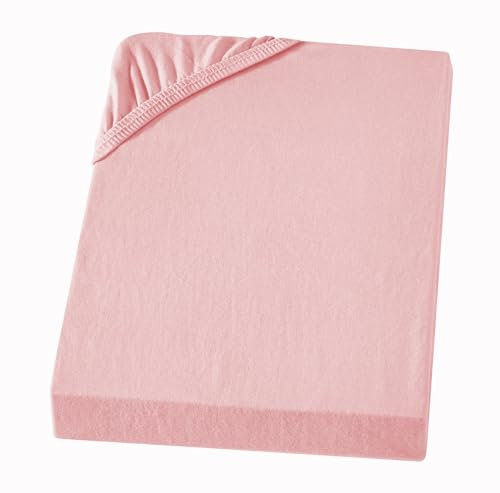 Warmes Biber Spannbettlaken 90x200 Rosa Flanell Bettlaken Baumwolle 100% Baumwolle - Winter Laken für Matratzen mit Steghöhe 15-25 cm - Matratzenbezug mit Gummizug