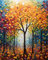 adrium Acryl-Bild 60 x 80 cm: Abstrakter Baum mit bunten Blättern im Herbstwald. Ölgemälde-Stil. (209768339)