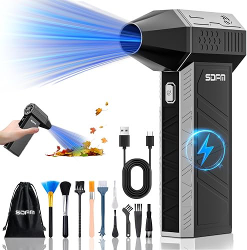 SDFM Electric Air Duster - 130000RPM Compressed Air Duster,3 Gear Adjustable Jet Dry Blower can Reusable Can for Computer Keyboard,Outdoors,Car,Home.… (Colorful)