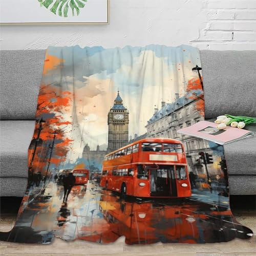 Londoner Big Ben Stadtbild Bedruckte Weiche Wolldecke, Matratze, Sofa, Reiseautositz, Warme Decke Für Die Inneneinrichtung Kinder Erwachsene 40x50inch(100x130cm)