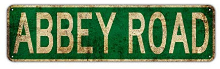 POMOTER Vintage Abbey Road Straßenschild Rustikales Aluminium Metall Blechschild 15,2 x 40,6 cm Home Poster Bar Pub Dekor