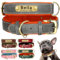 SEOUGEE Hundehalsband aus echtem Leder, personalisierbar, weich gepolstert, strapazierfähig, mit individuell graviertem Namensschild, verstellbar für kleine, mittelgroße und große Hunde (L, Grau 35–45