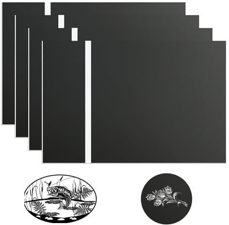 4 carteles acrílicos negros de 20 x 30 cm para grabado láser, placas de plástico personalizadas a medida para el hogar, oficina, tienda, panel negro con grabado en blanco
