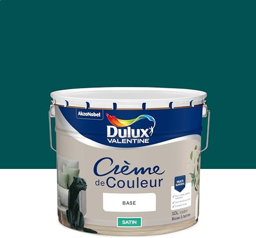 Dulux Valentine Crème de Couleur - Peinture multi-supports intérieure - Satin Emeraude 10 L