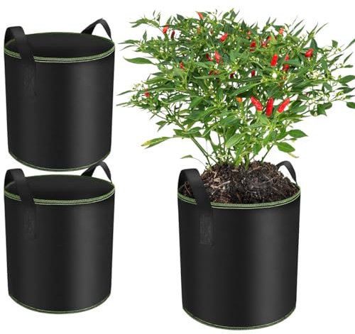 WOWEI Pflanzsack aus Vliesstoff 3 Stück 16L Pflanze Wachsende Tasche Pflanzsäcke für Tomaten kübel Pflanztasche Wiederverwendbarer Pflanztopf Pflanzsack mit Griffe für Kartoffeln, Tomaten, Erdbeeren