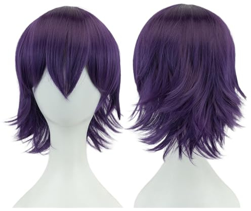 IMISSU Parrucca unisex corta Cosplay dei capelli del partito BOB con frangia parrucche costume di Halloween (Viola scuro)