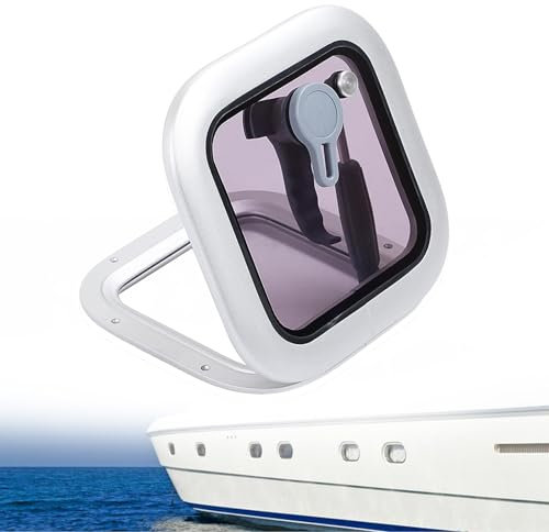 Aisny Boat Hatch Window Square Ventilation Hatch Window 211X211MM Boat Skylight Window Slide-Out Porthole Skylights with Stainless Steel Support Rod for Yachts RVs-Gray
