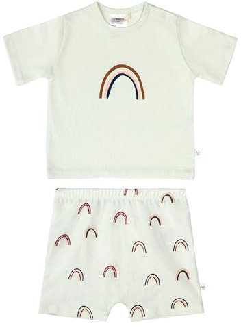 LÄSSIG Baby Kinder Pyjama Schlafanzug Set kurz aus Bio-Baumwolle GOTS zertifiziert/Short Sleeve Set Rainbow mint, Größe 98/104