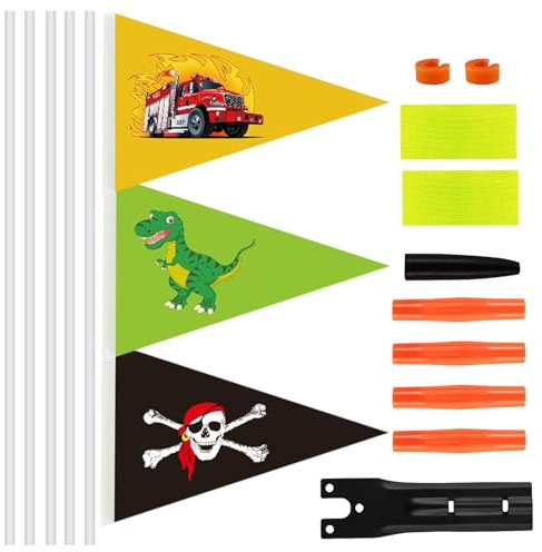 3 Pièces Drapeau De Vélo De Sécurité, Fanion De VéLo Drapeau Triangulaire, Réglable Fanion de Vélo, Pour les vélos, poussettes, remorques, camion