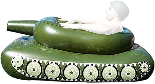 Luftmatratze Pool Kinder Panzer Schwimmring, Aufblasbar Tank Hängematte Schlauchboot Pool Spielzeug mit Spritzpistole, Wassersprühring Vom Typ Pooltank, Bequemes Sommer Schwebebett ( Color : Green , S
