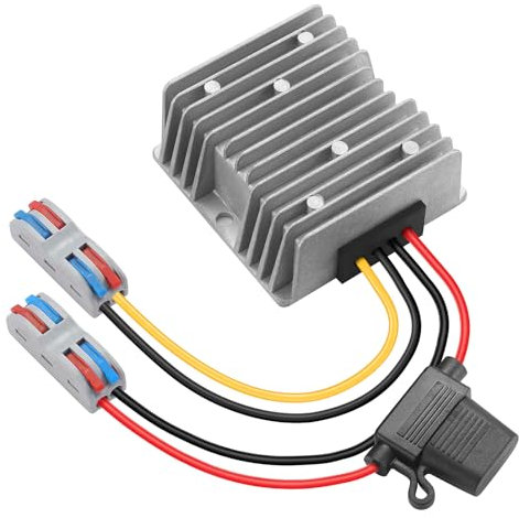 MZHOU Convertisseur de Tension CC 20V-60V vers 12V 20A 240W - Convertisseur DC/DC 24/36/48V vers 12V - Convertisseur DC Step Down avec fusible - Transformateur avec Protection étanche pour…