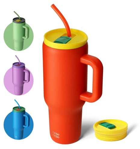 Bottle Bottle 40 oz Tumbler with Handle and Straw,Stainless Steel Vacuum Travel Mug,Car Cup with Straw, Stainless Steel Vacuum Water Bottle for Gifts Party Office Coffee (Orange Ocean)