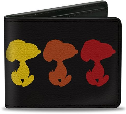 Buckle-Down Peanuts Worldwide LLC Geldbörse, Bifold, Peanuts Snoopy Silhouette Pose Black Rainbow Multi Color, veganes Leder, Mehrfarbig, 4.0 x 3.5, Casual