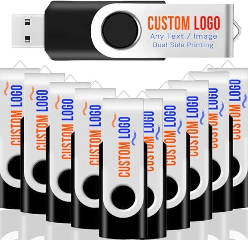 [500pcs] Custom Logo USB Flash Drive 1GB 500 Pack JBOS Bulk Personalized USB Drives with Your Logo Customized Promotional Thumb Drives with Brand Name/Site Address/Contact info - Black
